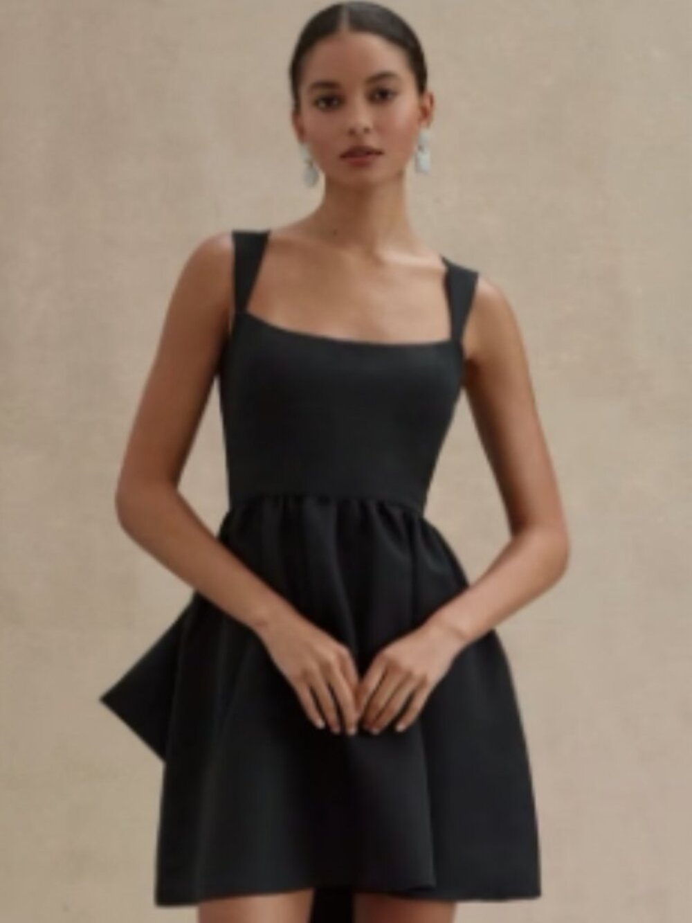 Sachin & Babi Blaine Taffeta Black Mini Dress SIZE 26W *WITHOUT BOW TRAIN*